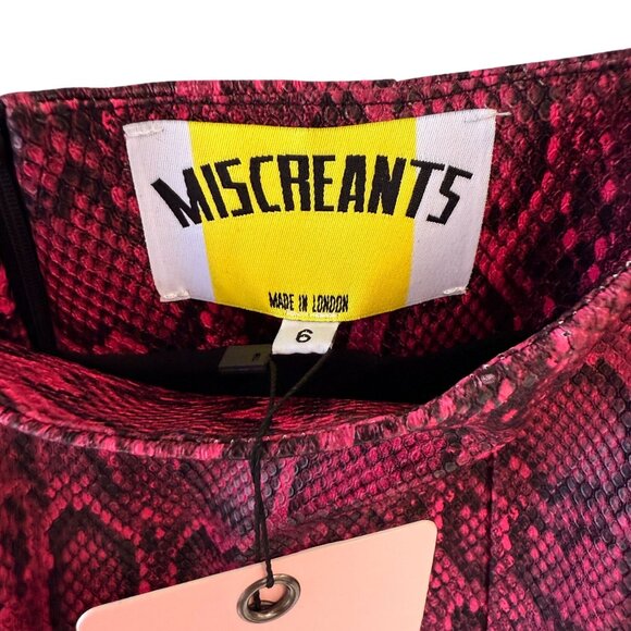 Miscreants USv Size 4 Pink Leather Snake Print A-Line Mini Skirt - Picture 2 of 6